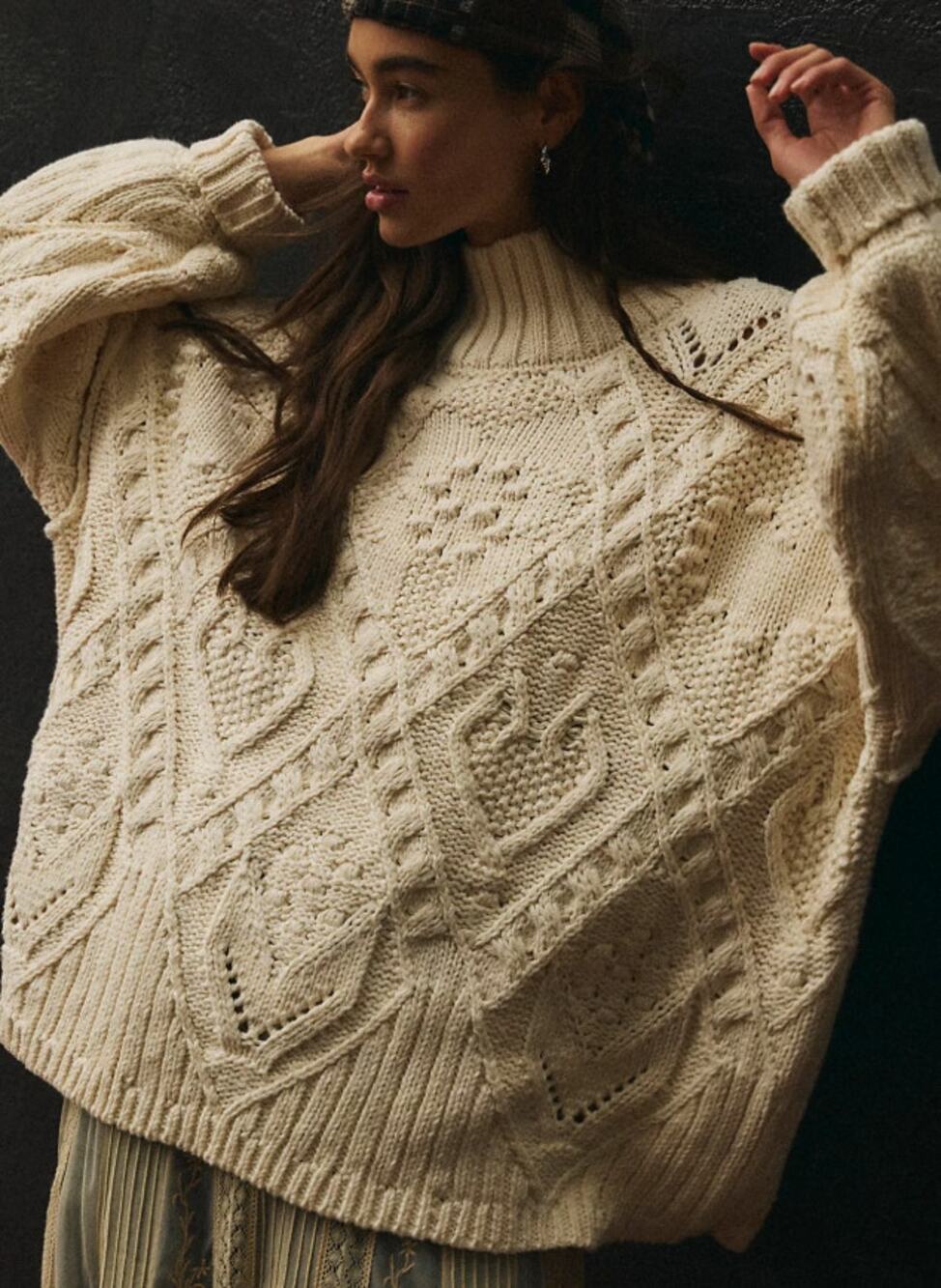 Free People Heart You Cotton Sweater Oversized Chunky Knit Heavy Size Medium
